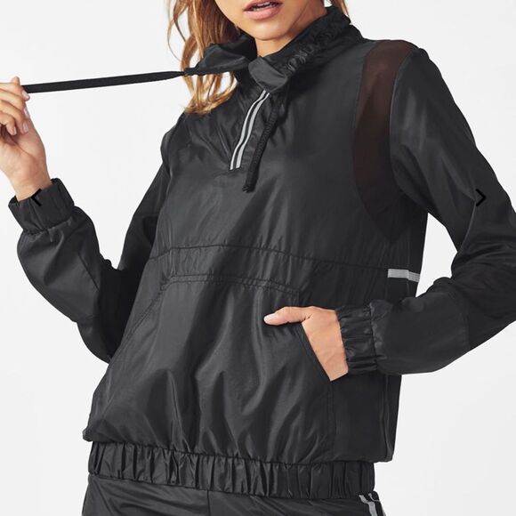 Fabletics Black Ziva Windbreaker Jacket XL - Picture 1 of 11